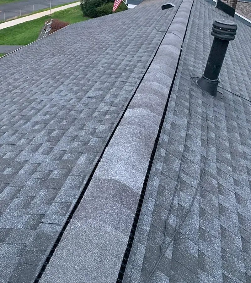 Brown metal standing seam roof installed in Millersville, MD.