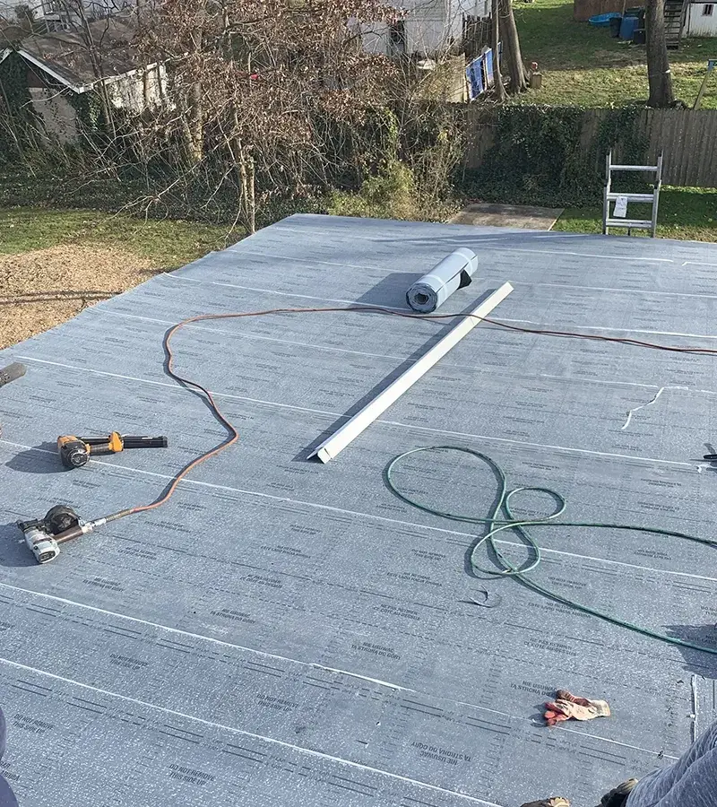 Brown metal standing seam roof installed in Millersville, MD.