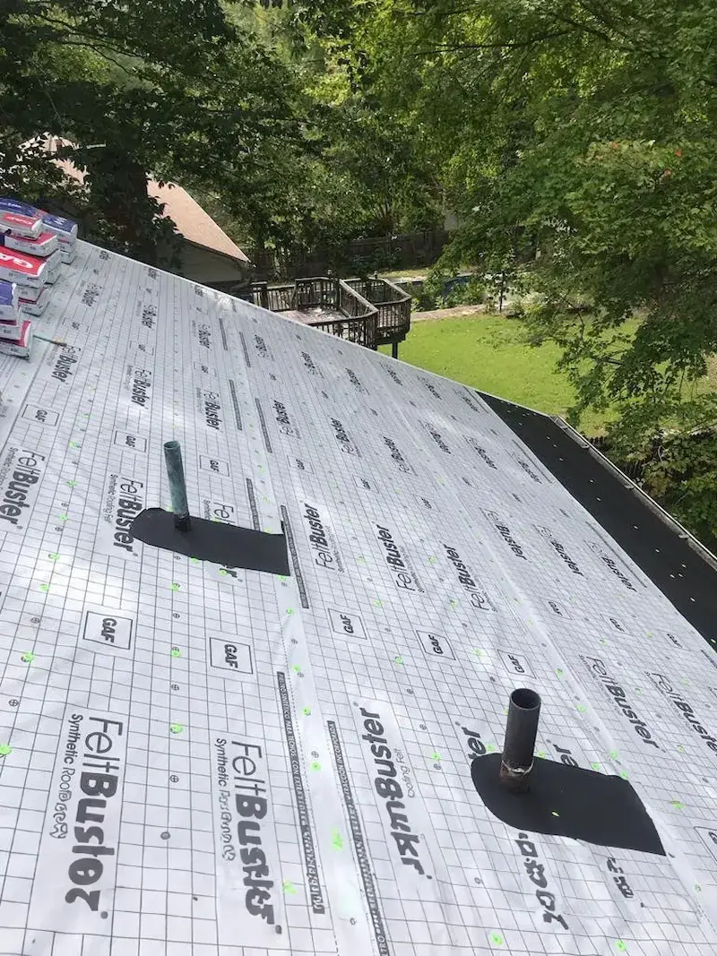 Brown metal standing seam roof installed in Millersville, MD.