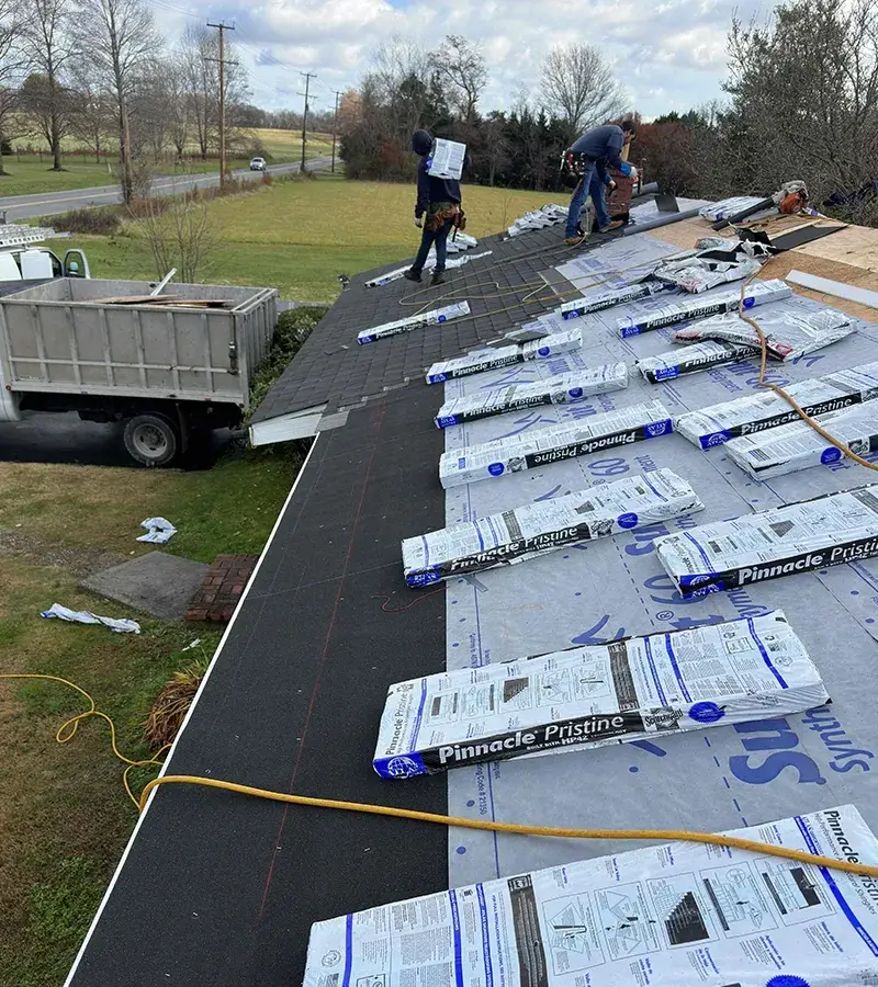 Brown metal standing seam roof installed in Millersville, MD.