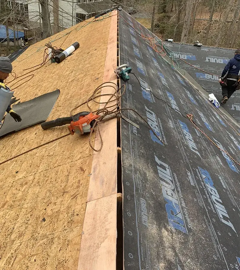 Copper colored metal roof in Gaithersburg, MD.