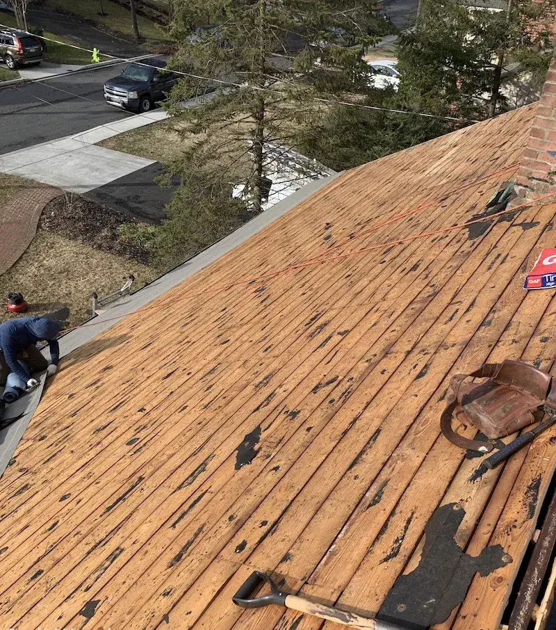 Copper colored metal roof in Gaithersburg, MD.