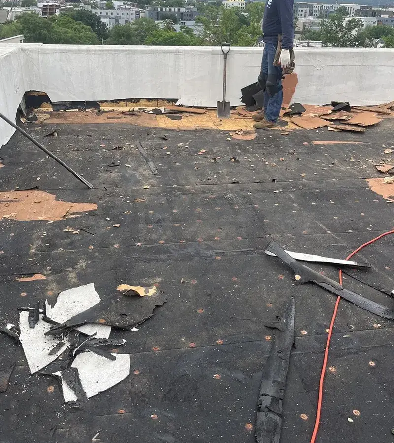 Copper colored metal roof in Gaithersburg, MD.