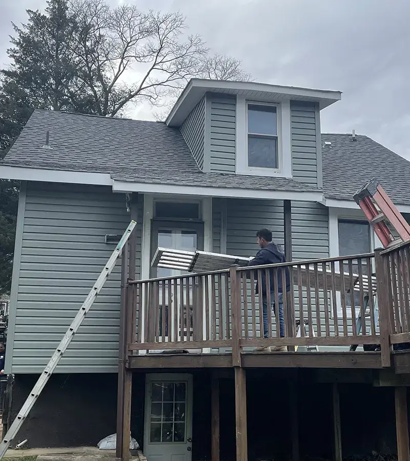 Copper colored metal roof in Gaithersburg, MD.