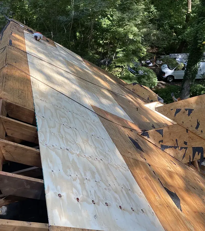 Copper colored metal roof in Gaithersburg, MD.