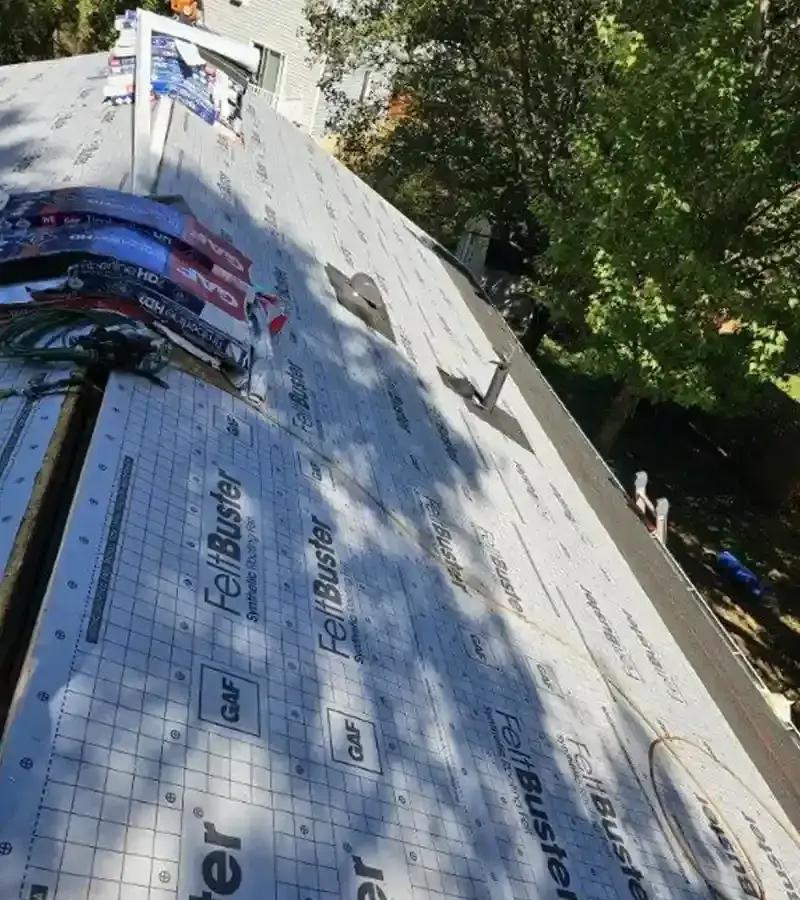 Brown metal standing seam roof installed in Millersville, MD.
