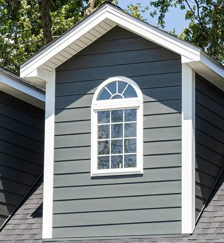 Energy Efficient double hung window with mulled half-round.