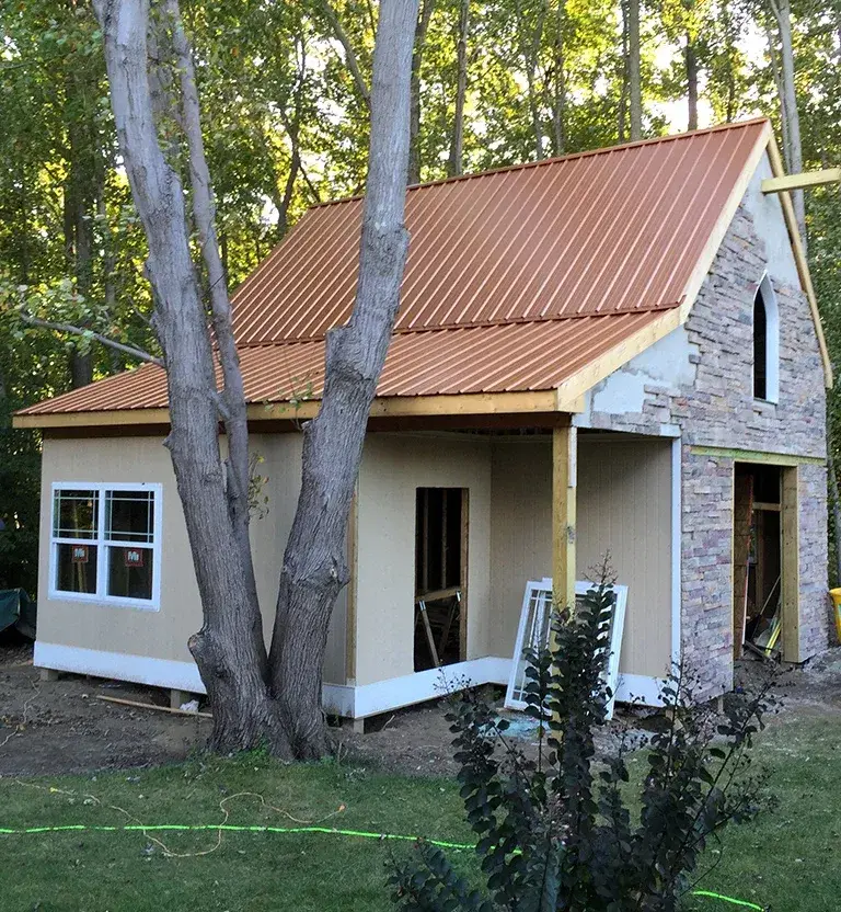 Copper colored metal roof in Gaithersburg, MD.