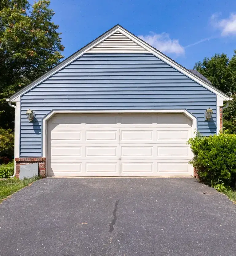Blue vinyl siding.