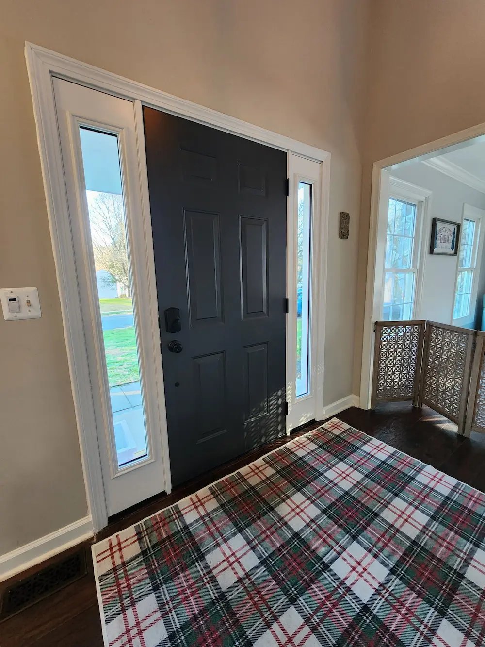 Interior photo of a Steel Door with Full View Glass Sidelites Installed in Gaithersburg MD