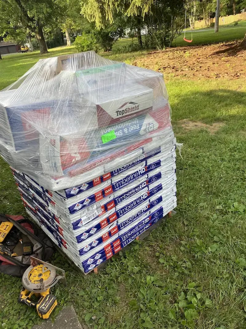 Roofing Materials Packaged for Delivery